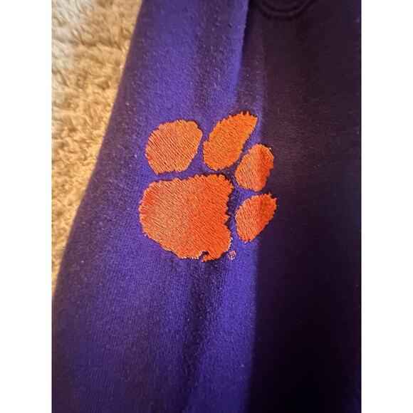 Vtg Clemson Tigers Champion Applique Letters Purple Crewneck Sweatshirt Sz L Y2K - Picture 8 of 16